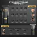 GTSPRO Hair Clippers for Men Professional, Cordless Clippers for Hair Cutting, Mens Hair Clippers and Trimmer Kit for Barber with LED Display 15 Guide Combs