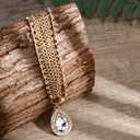 Bethynas Boho Rhinestone Water-drop Head Chain Crystal Drop Pendant Forehead Headpiece Bridal Wedding Prom Hair Accessories for Women Girls