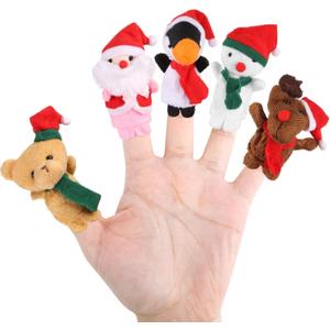 CCINEE Christmas Finger Puppets for Kids, 5pcs Soft Plush Xmas Characters Finger Toys for Toddlers Story Time Playtime Shows Christmas Party Favors Gift Rewards