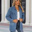 luvamia Jean Jackets for Women 2026 Fall Fashion Oversized Button Down Denim Jacket Western Shacket Jacket with Pockets (XXL)