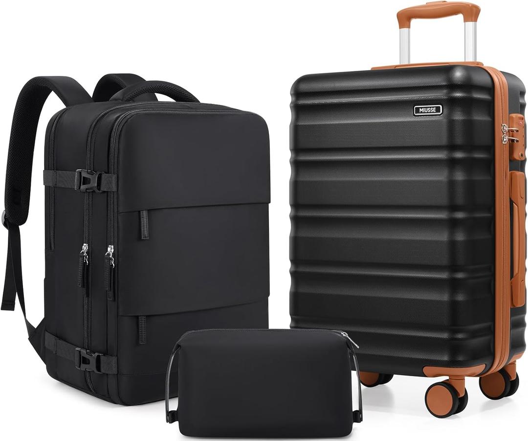 3 Piece Luggage Set, 20 Inch Carry On Luggage 22x14x9 Airline Approved