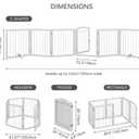 JSB 144-inch Extra Wide 30-inch Tall Dog gate with Door Walk Through, Freestanding Round Tube Pet Gate for Halls Stairs, Puppy Safety Dog Fence with 2PCS Support Feet (White)