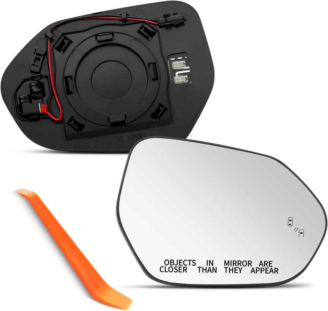 Compatible with BSD Toyota Camry Passenger Side Mirror, 2018 2019 2020 2021 2022 2023, with Blind Spot Indicator, Right Side Mirrors Replacement Glass, Power Heated