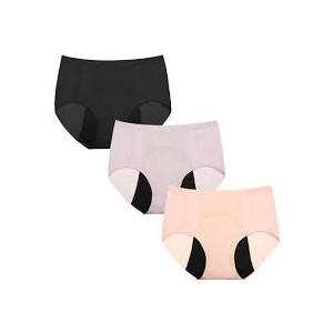 INNERSY Women's Period Underwear Seamless Quick Dry Menstrual Panties 3-Pack(Small, Nude Dip)