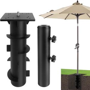 In-ground Patio Umbrella Base with Stand Tube, Heavy Duty Steel Construction Umbrella Mount, Universal Outdoor Umbrella Base for Most Offset Cantilever and Center-Pole Umbrellas