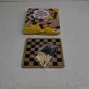 Regal Games - Reversible Wooden Board for Chess, Checkers & Tic-Tac-Toe - 24 Interlocking Wooden Checkers and 32 Standard Chess Pieces - for Age 8 to Adult for Family Fun (10.5 Inch - Reversible)