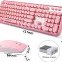 FOPETT Keyboard and Mouse Sets Wireless, Reliable 2.4 GHz Connectivity for PC,Laptop,Smart TV and More (Pink)