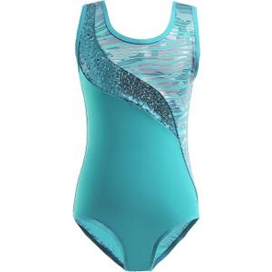 Viriber Gymnastics Leotards For Girls Gymnastics Girls' Activewear Dresses Dance Ballet Suit (13-14 Years, Green)