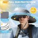 Solar Fan Hat for Men Women, Wide Brim UPF50+ Sun Hat with 2 Removable Fan 3-Speed Wind Solar&USB Charging (Camo Green)