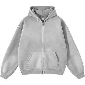 Botong Mens Oversized Zip Up Hoodies Vintage Unisex Acid Wash Streetwear Hoodie Trendy Y2K Sweatshirt Light Grey XXL
