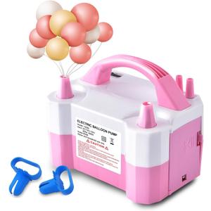 Electric Air Balloon Pump, Portable Dual Nozzle Electric Balloon Inflator/Blower for Party Decoration,Used to Quickly Fill Balloons - 110V 600W [Blue] (pink)
