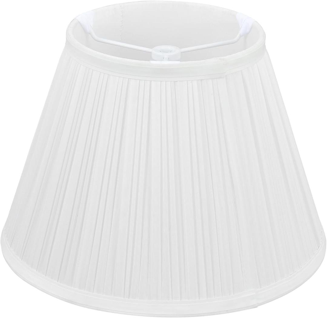 Small Lamp Shade, White Pleated Bell Shade for Table Lamps, 6" Top x 10" Bottom x 7" High, Small White Lamp Shades for Floor Lamps, Pendant Lamps (Spider Fitter), Fabric Lampshade Replacement