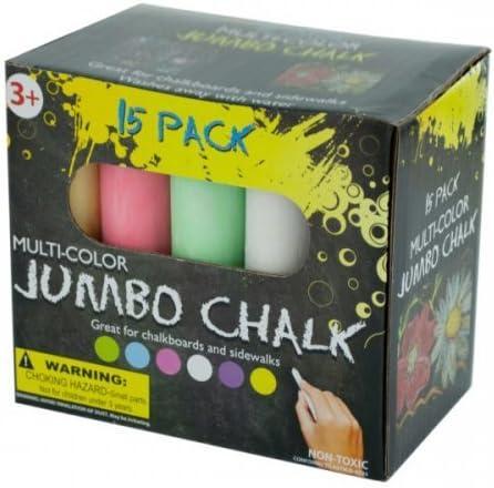 Jumbo Multicolor Outdoor Sidewalk Chalk - 15 Piece Washable Premium Set