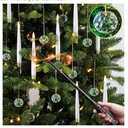 Sunjas Christmas Tree Candles with Magic Wand 12 Pack Flameless Candles for Christmas Tree Flickering Battery Operated LED Candle for Holiday Home Party Decor with Crystal Ball Hook