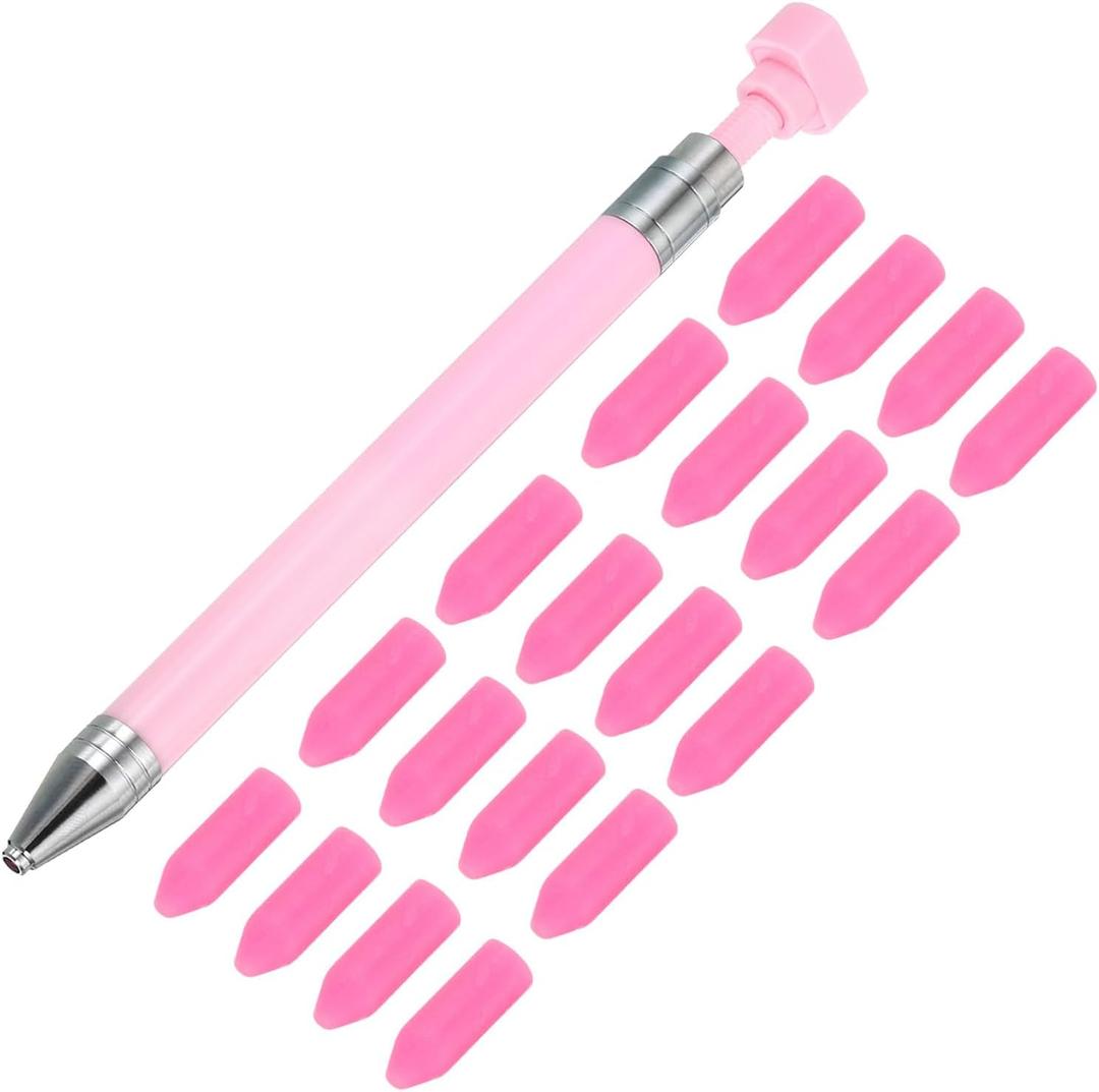 PATIKIL Diamond Art Pen with Wax, Diamond Art Accessories Refillable Wax Pen with 20Pcs Wax for Diamond Art Nail DIY Craft, Pink