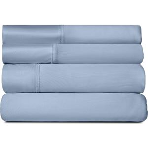 SHEEX Active Comfort Sheet Set, Comfortable Cooling Sheets with 1 Flat Sheet, 1 Fitted Sheet, and 2 Standard Pillowcases, Queen, Blue Sky