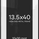 Homeforia 13.5x40 Black Picture Frame, High-End Metal, 10x30 Mat, Glass