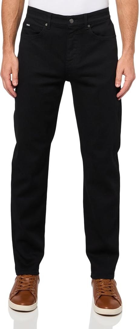 BOSS Men's H-re.Maine Tapered Leg Stretch Cotton Jeans, Black