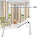 Corner Window Curtain Rod, 1" Heavy Duty L-Shaped Curtain Rods, 36-136" Adjustable with 180 Connector, DIY Angled Curtains Rod for Bay Window, Corner Windows and Curved - White