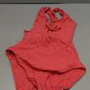 BECCA Womens Modern Edge One Piece Swimsuit, Plunge Neck, Adjustable, Tie Back, Bathing Suits for Women (Medium, Fire)