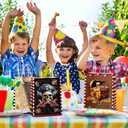 JOYGATHER 24 Pcs Pirate Party Favors Bags with Handles, Pirate Goodie Gift Candy Kraft Paper Bags with 4 Different Types for Birthday Party Supplies Baby Shower Decorations