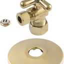 Kingston Brass CC53302XK 5/8-Inch X 3/8-Inch OD Comp Quarter-Turn Angle Stop Valve with Flange, Polished Brass, 2.5 x 2.13 x 2 inches