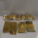 160 Silverware Set - Disposable Flatware - 80 Plastic Forks, 40 Plastic Spoons, 40 Cutlery Knives - Heavy Duty for Party Bulk Pack (Gold)