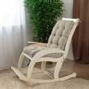 Magpie Fabrics Outdoor Rocking Chair Cushion Set, Tufted Pad for Rocking Chairs with Ties, Seat 19" x 18"/Back 28" x 19", Taupe