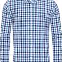 Alimens & Gentle Men's Plaid Button Down Shirts Cotton Long Sleeve Dress Shirts Regular Fit Gingham Shirts, XL