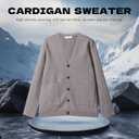 New Sweater V-Neck Solid Color Cardigan Sweater Men's Lazy Style Jacket Clip (Gray, XL)