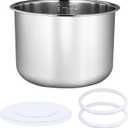 Upgraded Stainless Steel Inner Pot for Instant Pot 6 Quart, Food-Grade 304(18/8) Stainless Steel, with 2 Sealing Rings & 1 Sealing Lid
