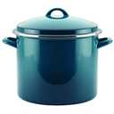 Rachael Ray Enamel on Steel Stock Pot/Stockpot with Lid, 12 Quart, Marine Blue
