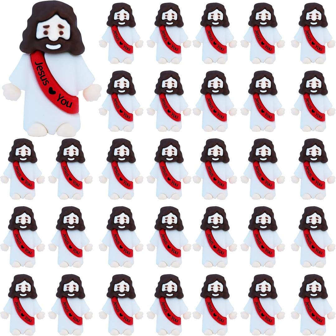 2 x ILHSTY 32 Pcs Little Jesus Figures  Mini Rubber Jesus Toys Jesus Love You for Easter Egg Fillers Egg Hunts Religious Party Favors Gifts Hide and Seek Baptism Gifts Sunday School (Red) 2 x ILHSTY 32 Pcs Little Jesus Figures  Mini Rubber Jesus Toys Jesus Love You for Easter Egg Fillers Egg Hunts Religious Party Favors Gifts Hide and Seek Baptism Gifts Sunday School (Red)