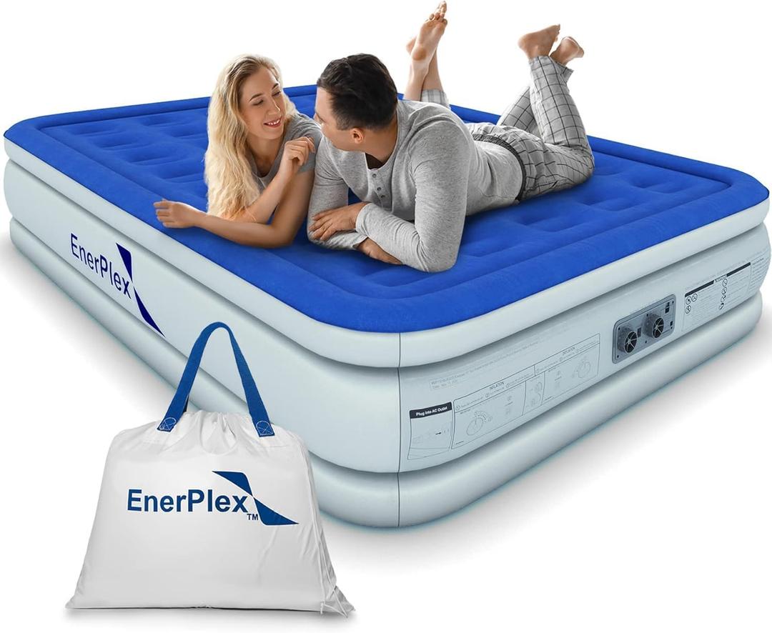 EnerPlex Air Mattress with Built in Pump - Self-Inflating Blow Up Mattress with Neck Support - Inflatable Air Bed for Portable Travel & Home Use, 13"