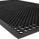 NoTrax 3' x 5' Anti-Fatigue Lightweight Restaurant Rubber Floor Mat with Drainage Holes, Beveled Edges, Non-Slip Mats, Black, T30 Competitor, T30S0035BL