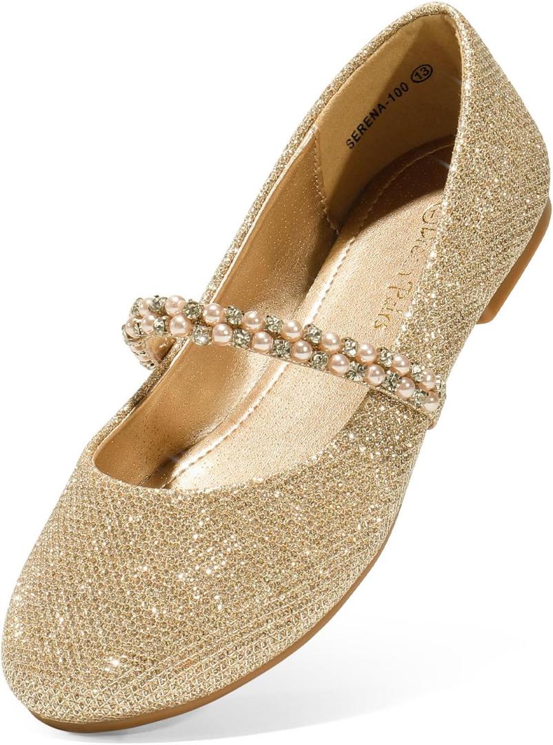 DREAM PAIRS Girls Dress Shoes Mary Jane Flats (Beige), US 5