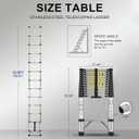 12FT Telescoping Stainless Steel Anti-Wobble Extension Ladder, 330lbs Heavy Duty Collapsible Ladder, One-Button Slow Retraction Portable Folding Ladder for Home, Attic, RV