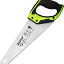 14 in. Pro Hand Saw, 11 TPI Fine-Cut Soft-Grip Hardpoint Handsaw Perfect for Sawing, Trimming, Gardening, Cutting Wood, Drywall, Plastic Pipes, Sharp Blade, Ergonomic Non-Slip Handle (green)