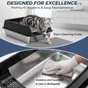 Large Stainless Steel Cat Litter Box, Easy to Clean Odor Control Cat Toliet for Indoor Cats (Large)