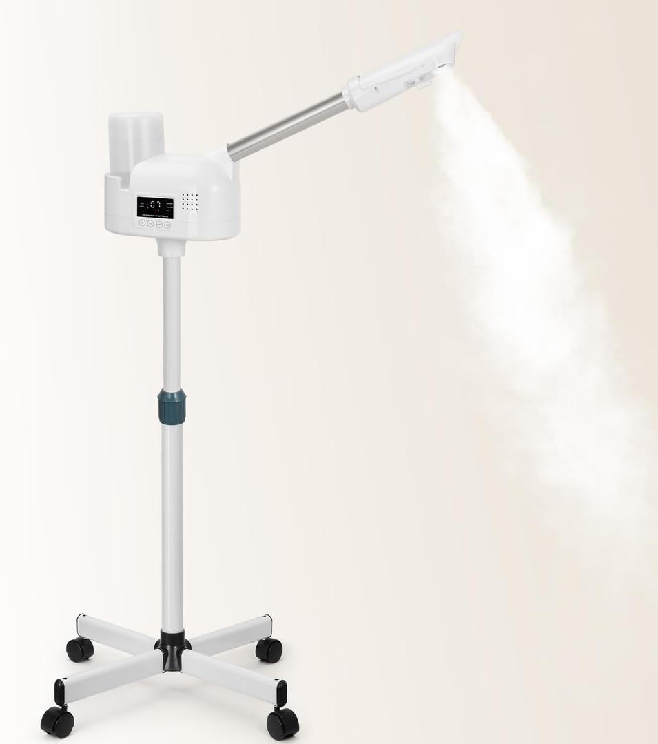 Professional Facial Steamer, Face Steamer Upgrade PTC Heating, Esthetician Steamer Hot Mist Facial Steamer for Salon Spa Beauty (White)