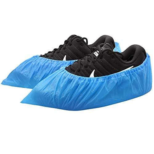 Hitituto Shoe Covers Disposable Non-slip for Indoors -200 Pieces (100 Pairs) Waterproof Premium CPE Booties Shoes Protectors Coverings, fits up to size 11 US Men and 13 US Women, Blue, Large