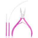 SIVOTE Professional Hair Extension Pliers & Bead Extension Tool Kit – Stainless Steel Hair Pliers for Bead Extensions, Microlink Tool Kit, & Loop Threader for Micro Beads Hair Extensions Kit Pink