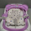 MoreFeel Collapsible Baby Bathtub for Newborn with Thermometer & 1 Hooded Towel & 1 Soft Floating Cushion,Portable Travel Bathtub with Drain Hole, Durable Foldable Baby Tubs for Infants to Toddler (Lavender)