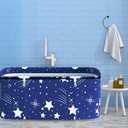 Foldable Bathtub Portable Soaking Bath Tub,Eco-Friendly Bathing Tub for Shower Stall,Thickening with Thermal Foam to Keep Temperature (XL Blue Sky)