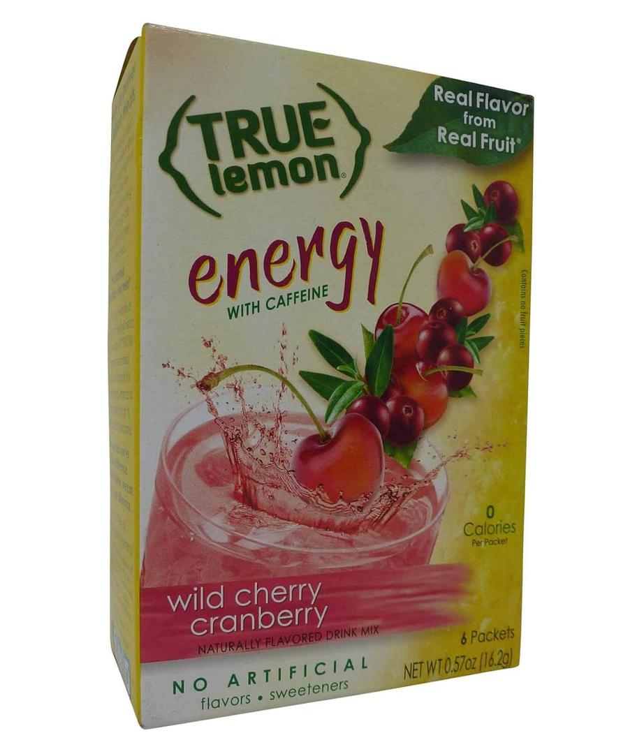 True Lemon (Energy Drinks) Wild Cherry Cranberry 4 Boxes, 24ct instant powdered drink mix packets, by True Citrus (EXP 05/28/28)