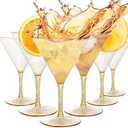 Liacere Martini Glasses Set of 6-11oz Plastic Gold Plastic Martini Glasses-Goblets&Chalices Elegant Colors,Hand-Blown,Art Deco Cocktail Colored Coupes For Manhattan,Cosmopolitan,Sidecar＆Fall Decor