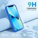 Miracase Designed for iPhone 13 Case, with Tempered Glass Screen Protector, [Soft Anti-Scratch Microfiber Lining], Shockproof Liquid Silicone Rubber Phone Case for 13 6.1 inch, Mediterranean Blue
