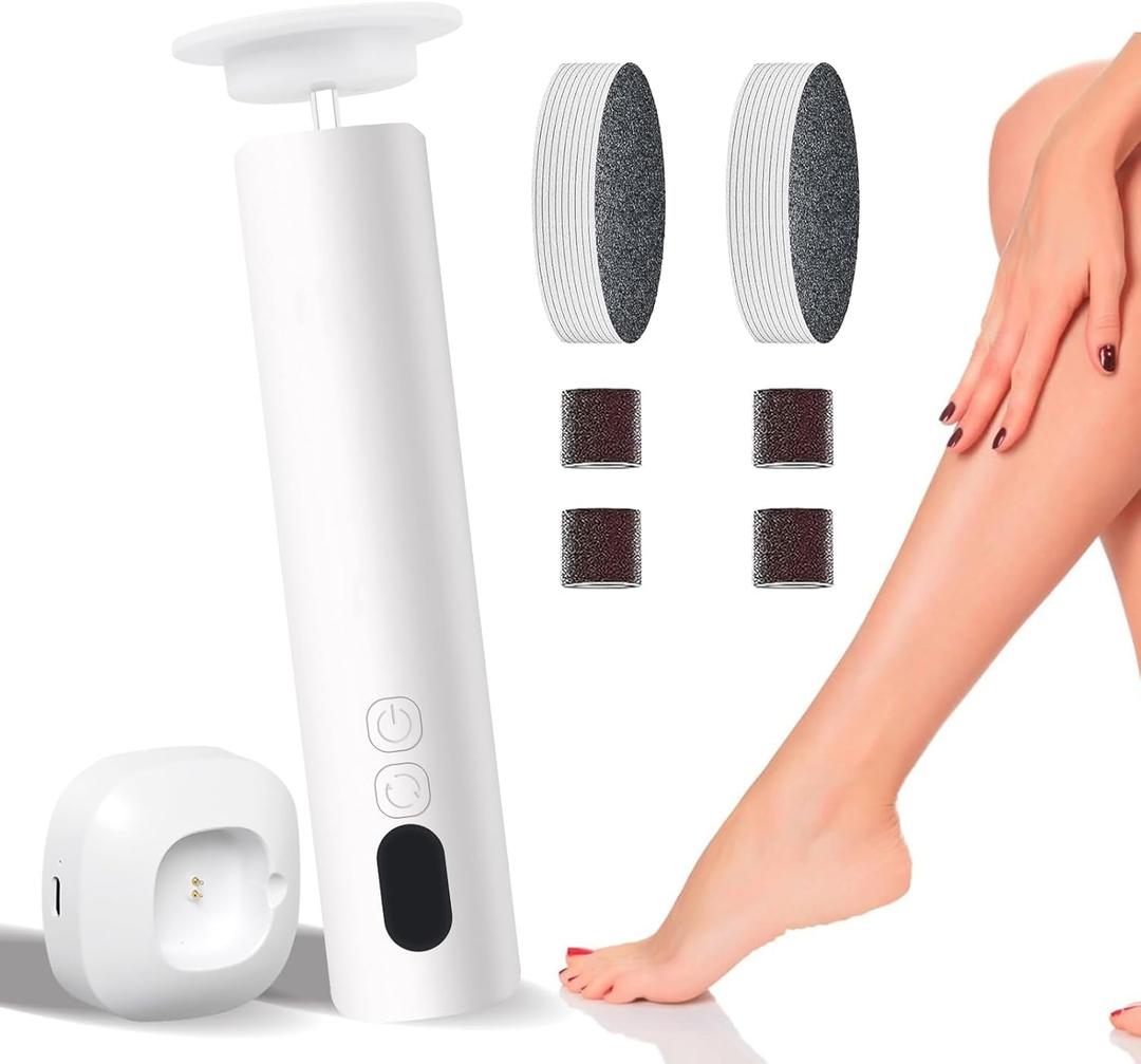 Electric Feet Callus Remover,Electric Foot Files for Men & Women,Pedicure Tool for Feet Dead Skin,Good Gift for Any Occasion,Professional Callus Remover With a Mini,Portable,Lightweight Design (White)