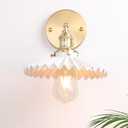 Vintage Wall Sconce with White Pleated Ceramic Lampshade 180 Degree Adjustable Brass Sconces Wall Lighting Fixture with Switch for Bedside Bedroom Doorway (Short)