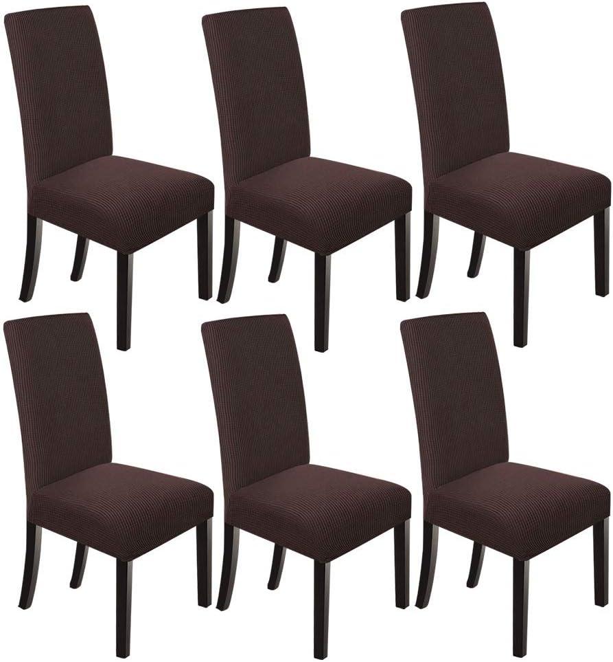 NORTHERN BROTHERS Dining Chair Covers-Stretchable Dining Room Chair Covers Set of 6 Parsons Chair Slipcover, Chocolate